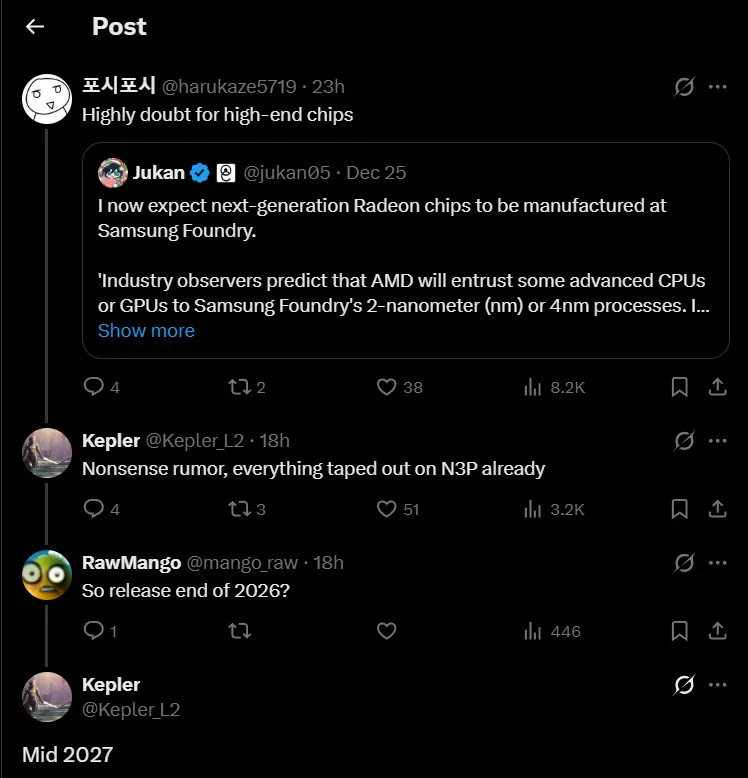 AMD下一代显卡还比较远:2027年中旬发售 台积电N3P工艺