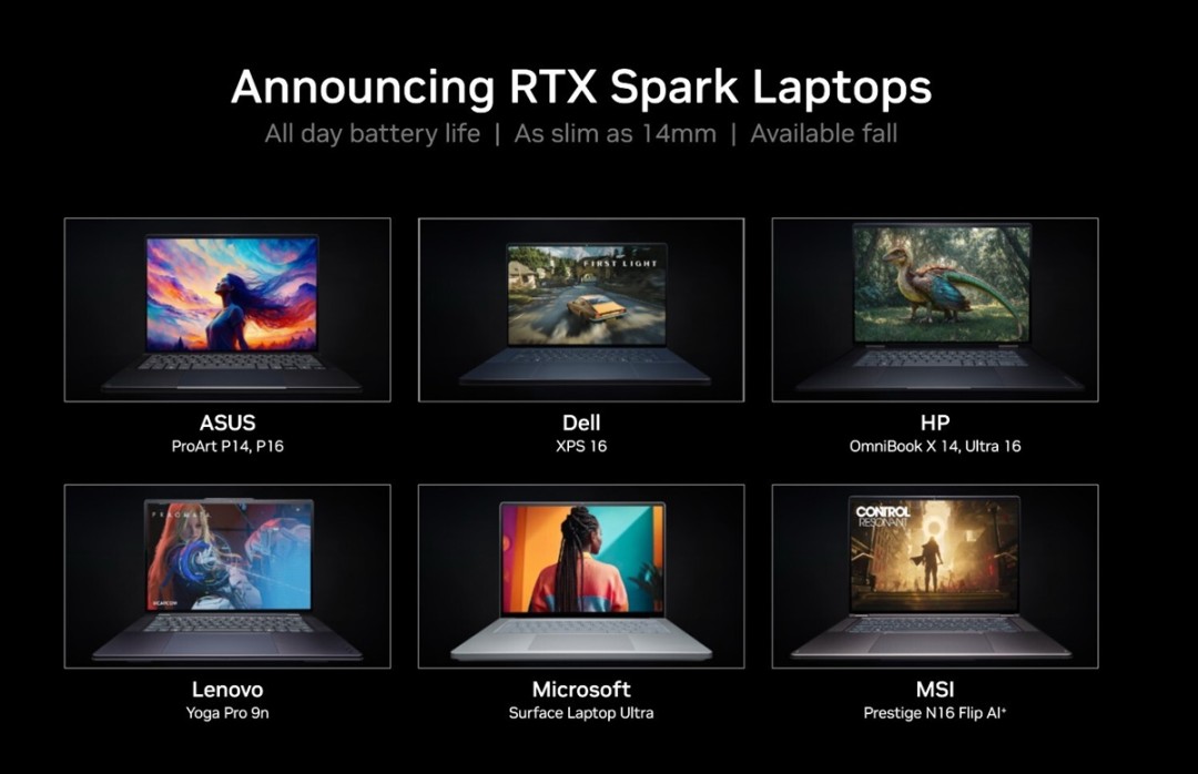 RTX Spark PC今秋发售 首批产品或由华硕与微星供应